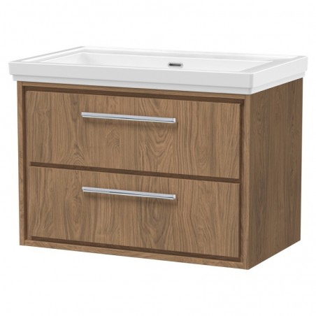 800mm Wall Hung 2-Drawer Vanity with Basin - 0 Tap Hole