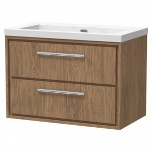 800mm Wall Hung 2-Drawer Vanity with Basin - 0 Tap Hole