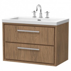 800mm Wall Hung 2-Drawer Vanity with Basin - 3 Tap Hole