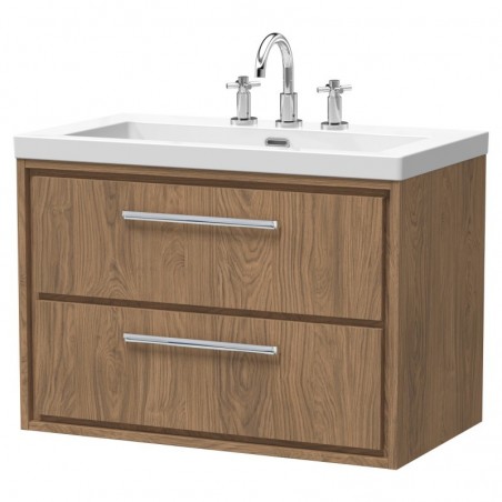 800mm Wall Hung 2-Drawer Vanity with Basin - 3 Tap Hole