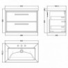 800mm Wall Hung 2-Drawer Vanity with Basin - 3 Tap Hole - Technical Drawing