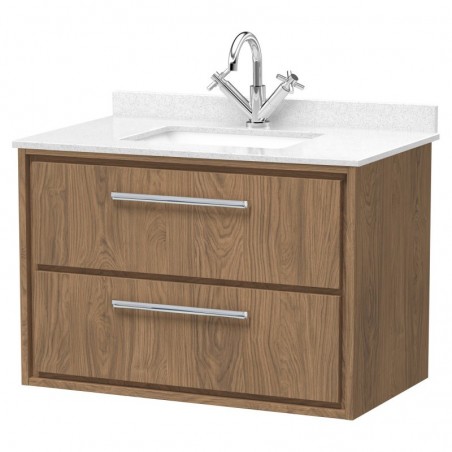 800mm Wall Hung 2-Drawer Vanity with Marble Worktop Basin