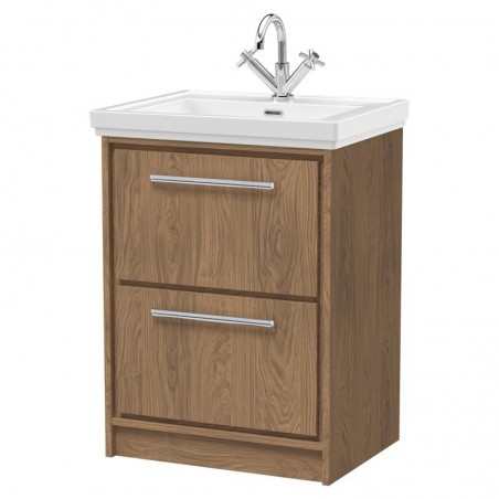 600mm Floor Standing 2-Drawer Vanity with Basin - 1 Tap Hole