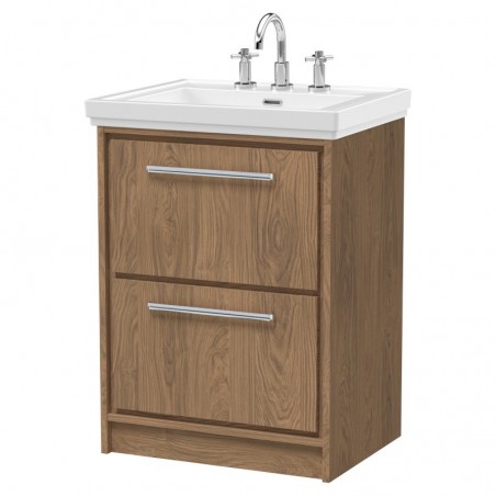 600mm Floor Standing 2-Drawer Vanity with Basin - 3 Tap Hole