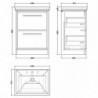 600mm Floor Standing 2-Drawer Vanity with Basin - 3 Tap Hole - Technical Drawing