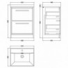 600mm Floor Standing 2-Drawer Vanity with Basin - 1 Tap Hole - Technical Drawing