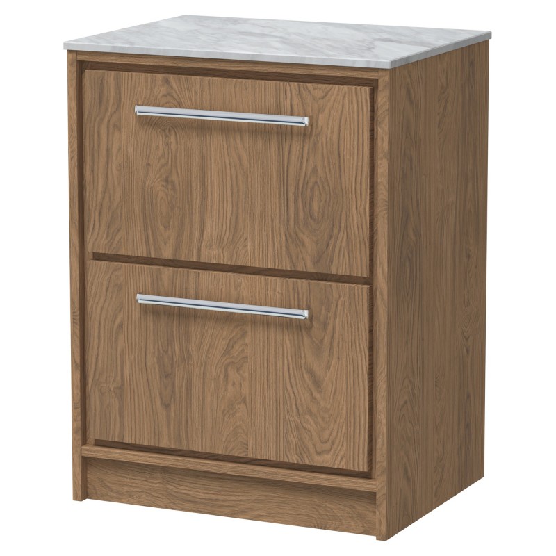 600mm Floor Standing 2-Drawer Vanity with Marble Worktop