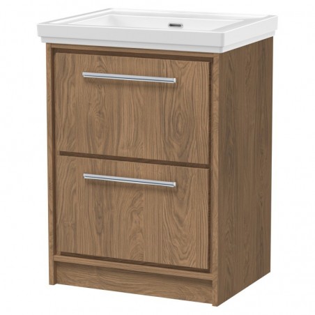 600mm Floor Standing 2-Drawer Vanity with Basin - 0 Tap Hole