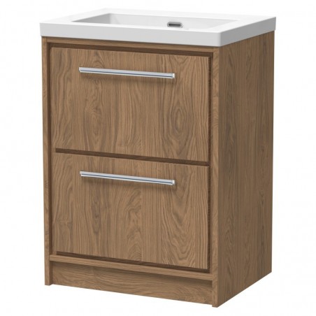 600mm Floor Standing 2-Drawer Vanity with Basin - 0 Tap Hole