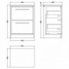 600mm Floor Standing 2-Drawer Vanity with Worktop - Technical Drawing