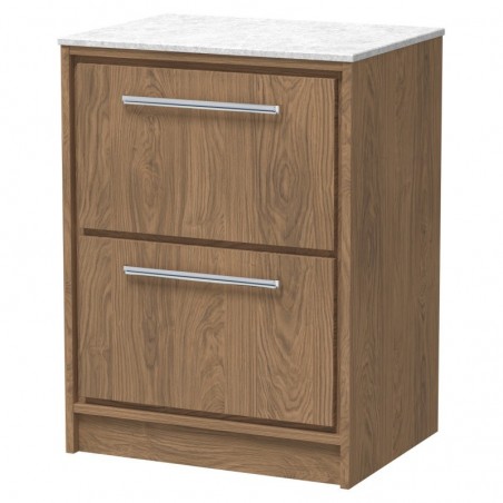 600mm Floor Standing 2-Drawer Vanity with Marble Worktop