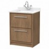 600mm Floor Standing 2-Drawer Vanity with Marble Worktop Basin