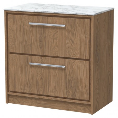 800mm Floor Standing 2-Drawer Vanity with Marble Worktop