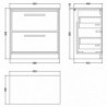 800mm Floor Standing 2-Drawer Vanity with Marble Worktop - Technical Drawing