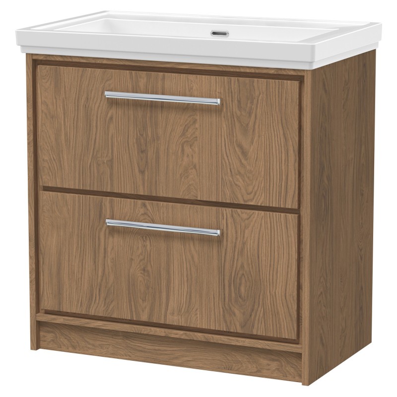 800mm Floor Standing 2-Drawer Vanity with Basin - 0 Tap Hole