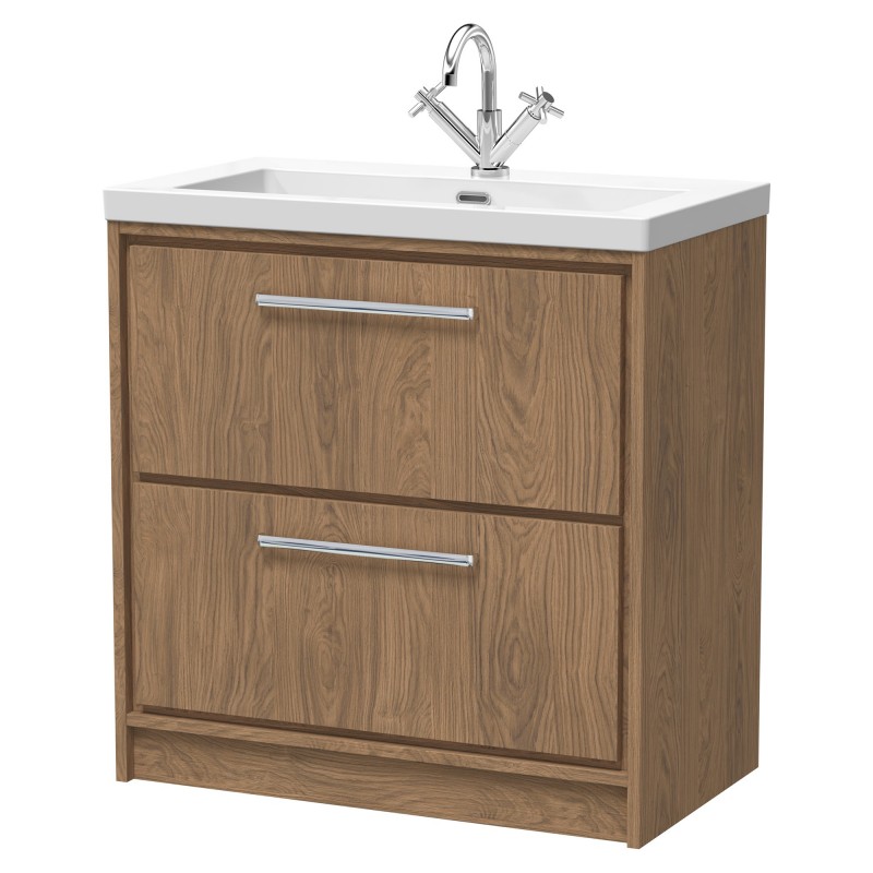 800mm Floor Standing 2-Drawer Vanity with Basin - 1 Tap Hole