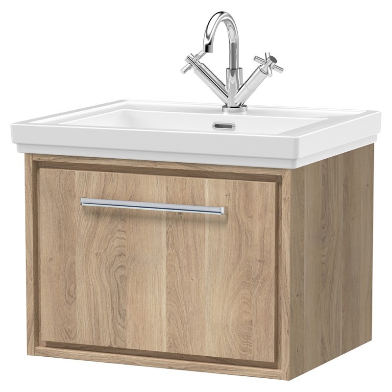 600mm Wall Hung Single Drawer Vanity with Basin - 1 Tap Hole