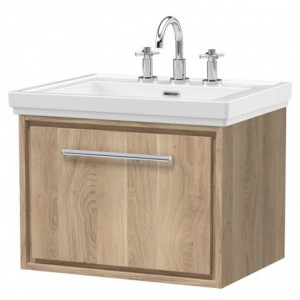 600mm Wall Hung Single Drawer Vanity with Basin - 3 Tap Hole