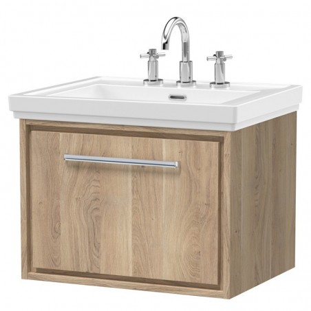 600mm Wall Hung Single Drawer Vanity with Basin - 3 Tap Hole