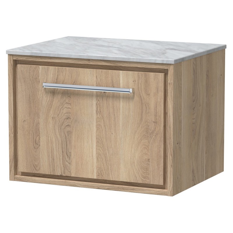 600mm Wall Hung Single Drawer Vanity with Marble Worktop