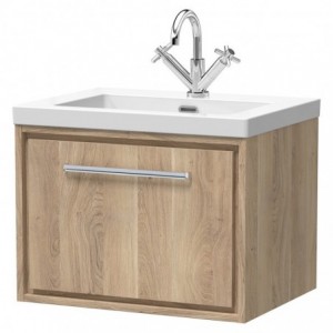 600mm Wall Hung Single Drawer Vanity with Basin - 1 Tap Hole