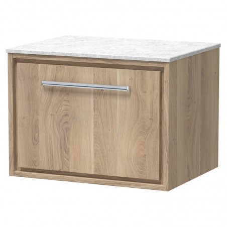 600mm Wall Hung Single Drawer Vanity with Marble Worktop