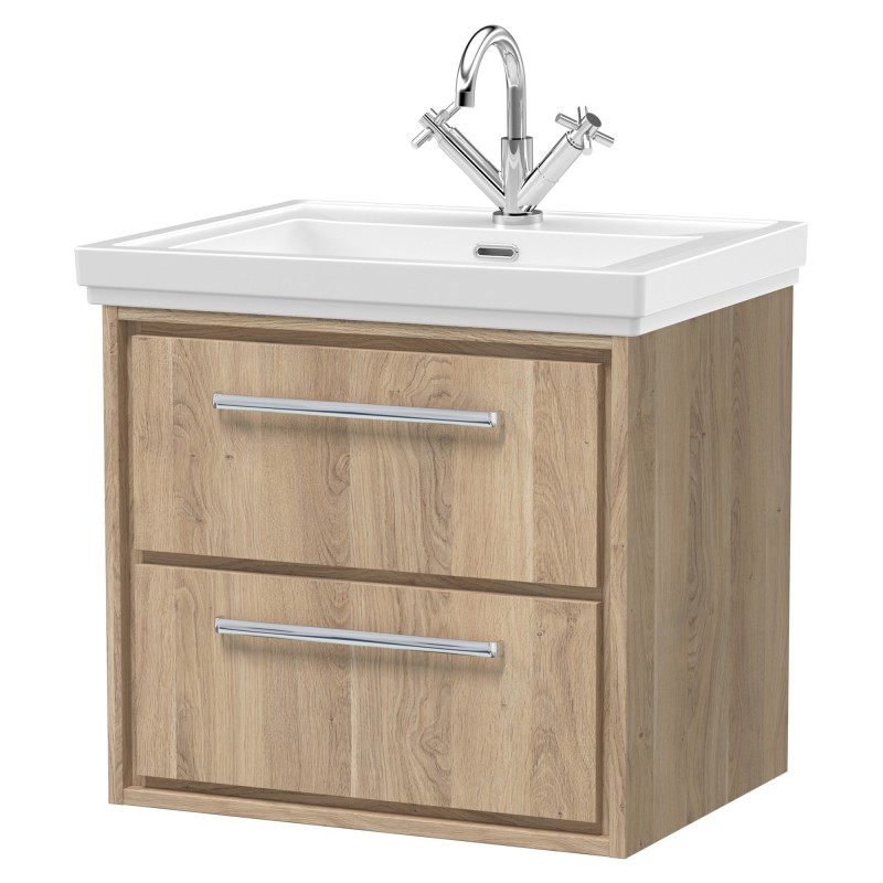 600mm Wall Hung 2-Drawer Vanity with Basin - 1 Tap Hole