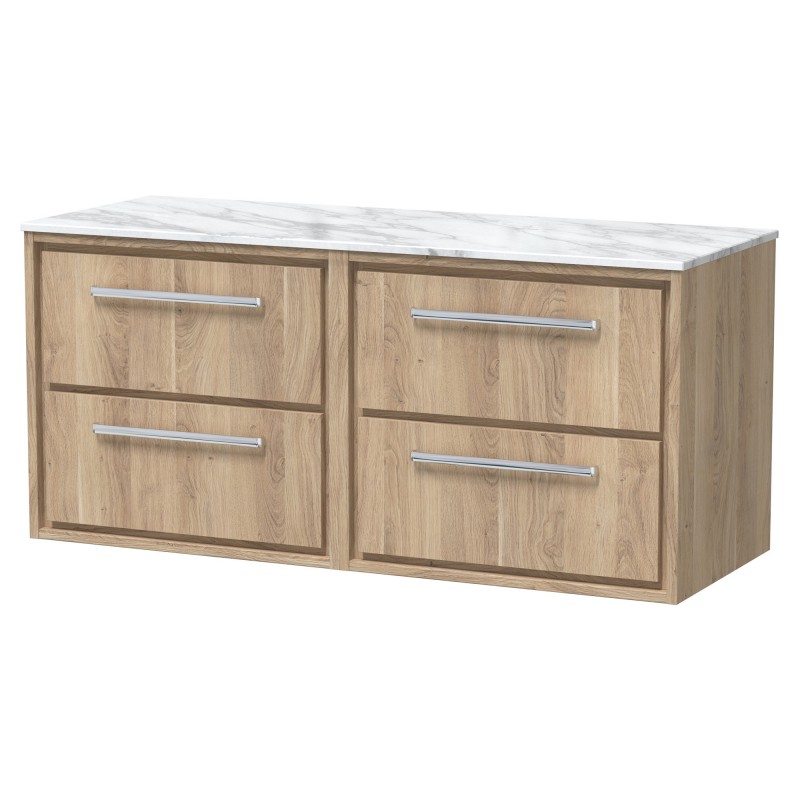 1200mm Wall Hung 4-Drawer Vanity with Marble Worktop