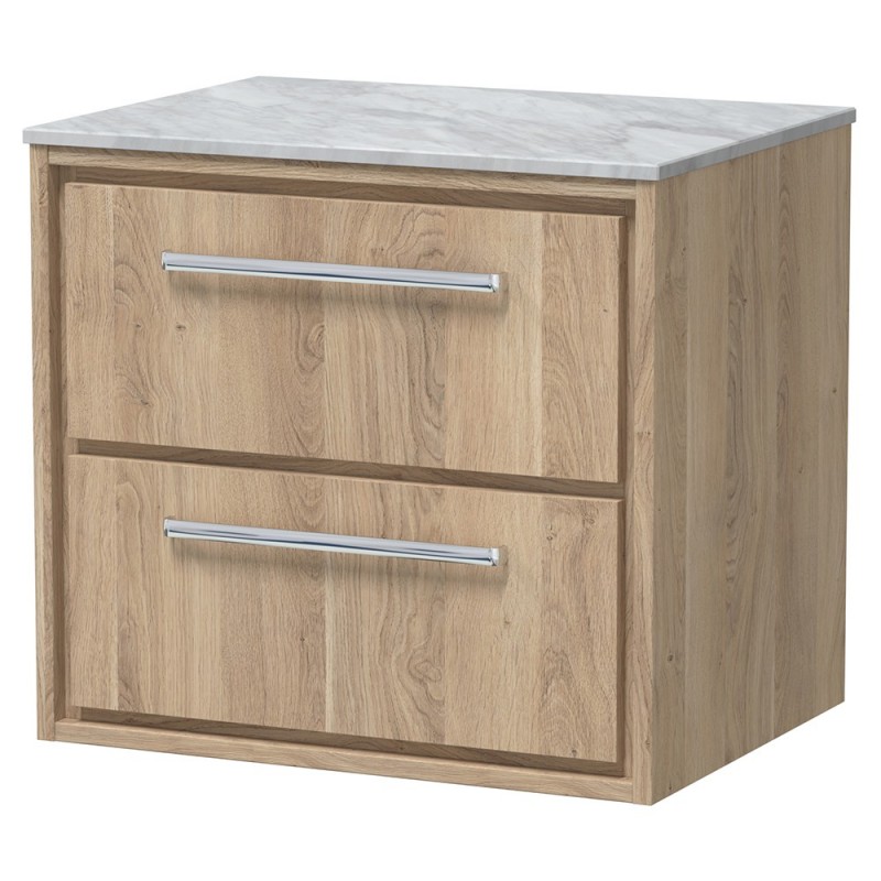 600mm Wall Hung 2-Drawer Vanity with Marble Worktop