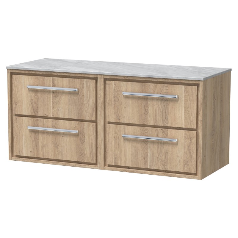 1200mm Wall Hung 4-Drawer Vanity with Marble Worktop