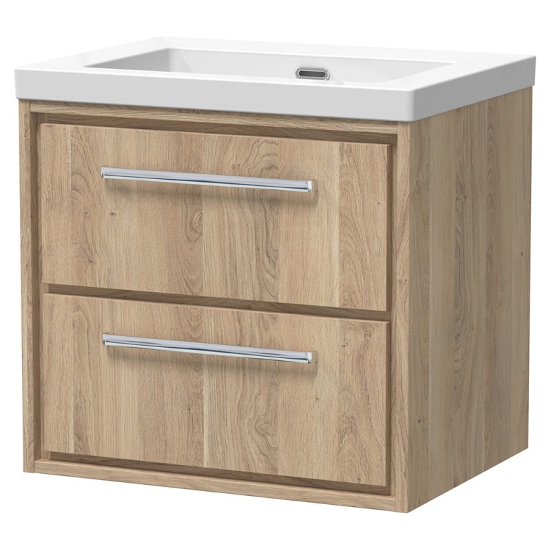 600mm Wall Hung 2-Drawer Vanity with Basin - 0 Tap Hole