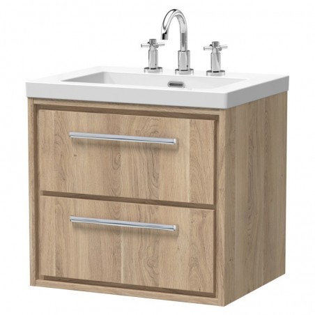 600mm Wall Hung 2-Drawer Vanity with Basin - 3 Tap Hole