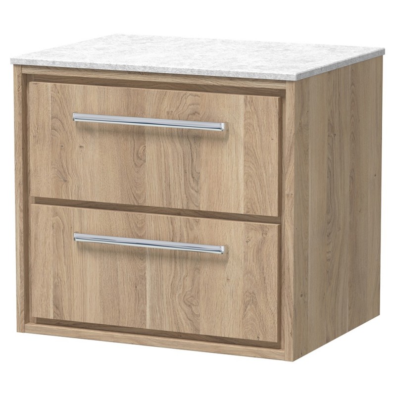 600mm Wall Hung 2-Drawer Vanity with Marble Worktop