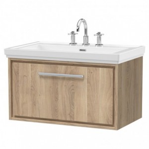 800mm Wall Hung Single Drawer Vanity with Basin - 3 Tap Hole