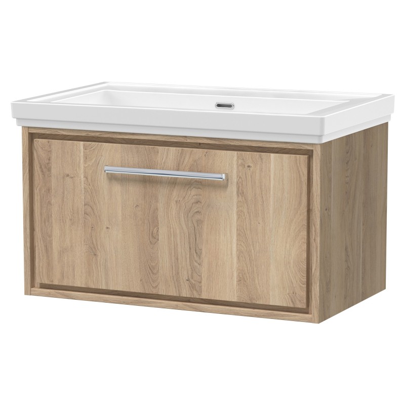 800mm Wall Hung Single Drawer Vanity with Basin - 0 Tap Hole