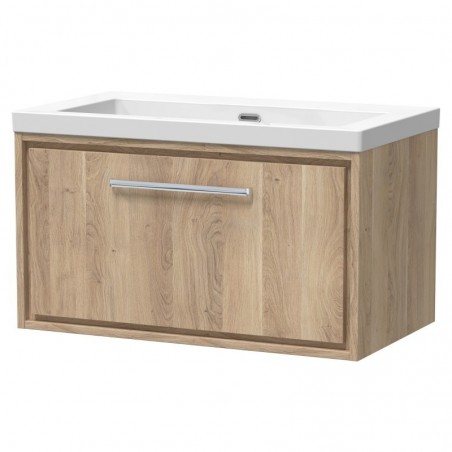 800mm Wall Hung Single Drawer Vanity with Basin - 0 Tap Hole