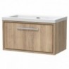 800mm Wall Hung Single Drawer Vanity with Basin - 0 Tap Hole