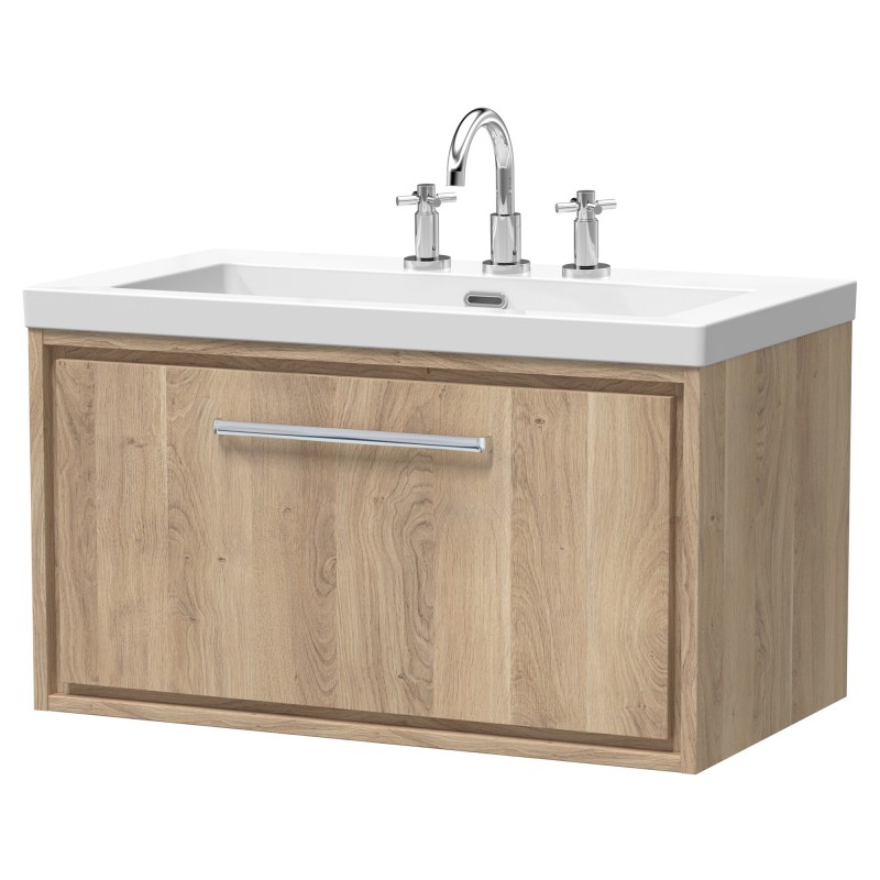 800mm Wall Hung Single Drawer Vanity with Basin - 3 Tap Hole