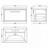 800mm Wall Hung Single Drawer Vanity with Basin - 3 Tap Hole - Technical Drawing