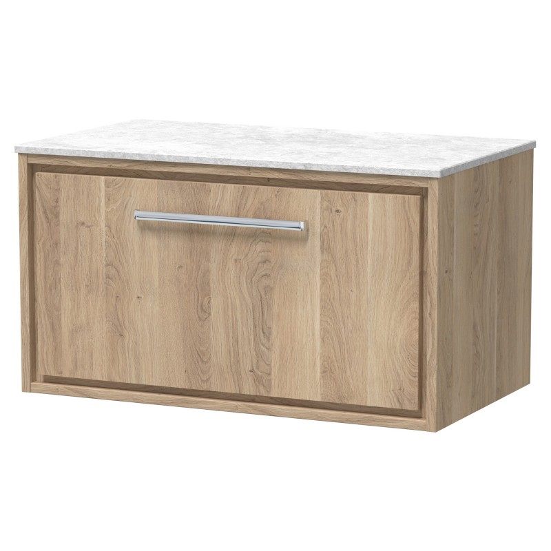 800mm Wall Hung Single Drawer Vanity with Marble Worktop