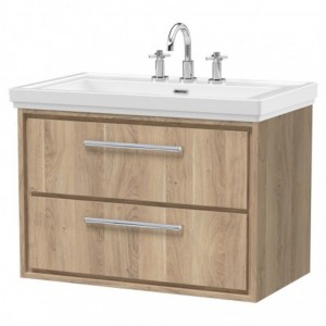 800mm Wall Hung 2-Drawer Vanity with Basin - 3 Tap Hole