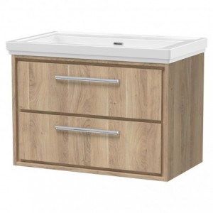 800mm Wall Hung 2-Drawer Vanity with Basin - 0 Tap Hole