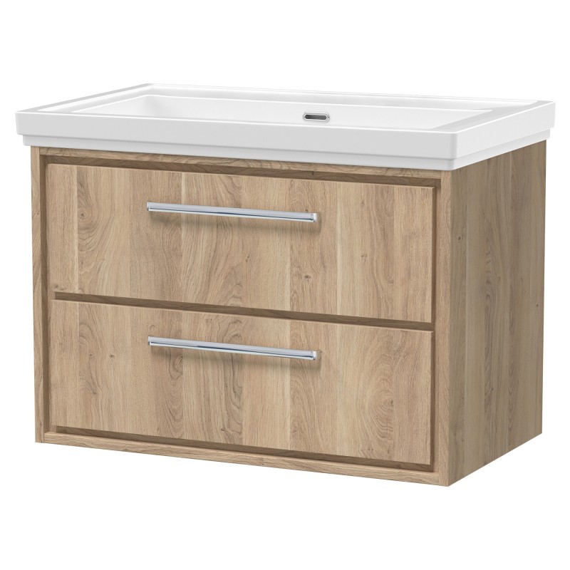 800mm Wall Hung 2-Drawer Vanity with Basin - 0 Tap Hole