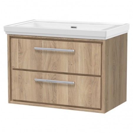 800mm Wall Hung 2-Drawer Vanity with Basin - 0 Tap Hole