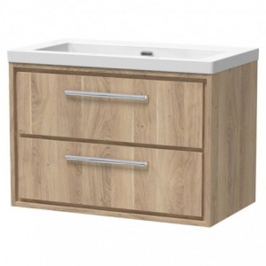 800mm Wall Hung 2-Drawer Vanity with Basin - 0 Tap Hole