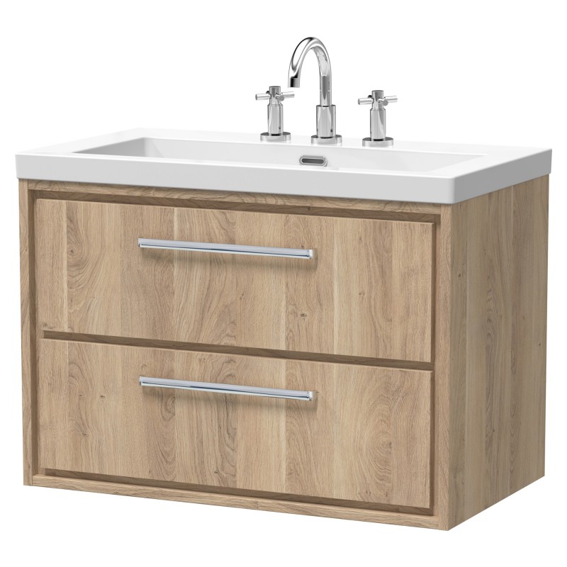 800mm Wall Hung 2-Drawer Vanity with Basin - 3 Tap Hole