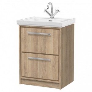 600mm Floor Standing 2-Drawer Vanity with Basin - 1 Tap Hole