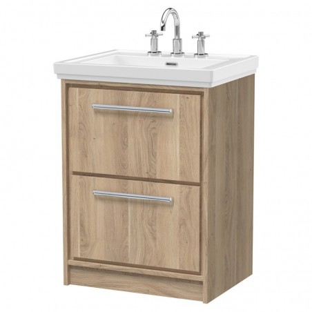 600mm Floor Standing 2-Drawer Vanity with Basin - 3 Tap Hole