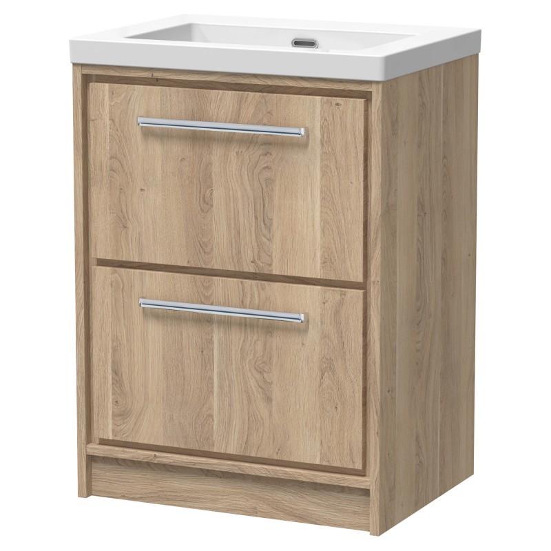 600mm Floor Standing 2-Drawer Vanity with Basin - 0 Tap Hole