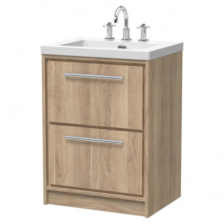 600mm Floor Standing 2-Drawer Vanity with Basin - 3 Tap Hole